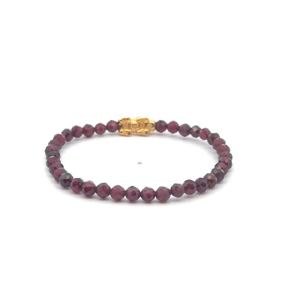 18K Gold Pixiu Piyao Bracelet Gemstone Mini Bead Garnet Microfaceted 4mm January - Picture 5 of 6